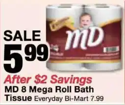 Bi-Mart Md 8 Mega Roll Bath Tissue offer