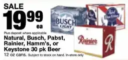 Bi-Mart Natural, Busch, Pabst, Rainier, Hamm's, or Keystone 30 pk Beer offer
