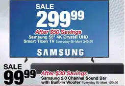Bi-Mart Samsung 2.0 Channel Sound Bar with Built-In Woofer offer