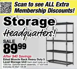 Bi-Mart Edsal Muscle Rack Heavy Duty 5 Level Storage Unit offer