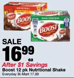Bi-Mart Boost nutritional shake offer