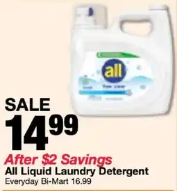 Bi-Mart All Liquid Laundry Detergent offer