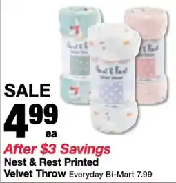 Bi-Mart Nest & Rest Printed Velvet Throw offer