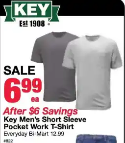 Bi-Mart Key Men's Short Sleeve Pocket Work T-Shirt offer
