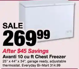 Bi-Mart Avanti 10 cu ft Chest Freezer offer