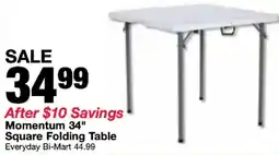 Bi-Mart Momentum 34" Square Folding Table offer