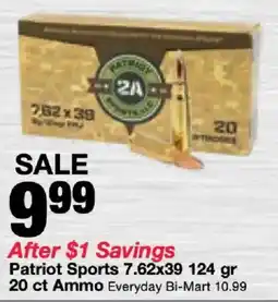 Bi-Mart Patriot Sports 7.62x39 124 gr Ammo offer