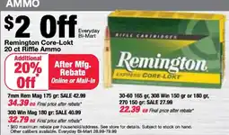 Bi-Mart Remington Core-Lokt rifle ammo offer