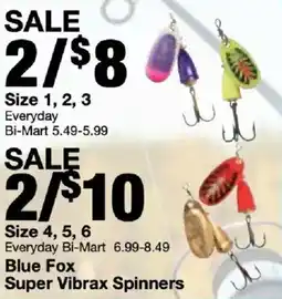 Bi-Mart Blue Fox Super Vibrax Spinners offer