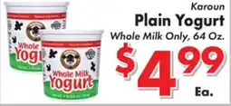 Valley Marketplace Karoun Plain Yogurt offer