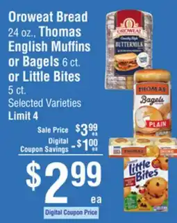 Smart & Final Oroweat Bread, Thomas English Muffins or Bagels or Little Bites offer