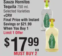 Smart & Final Sauza Hornitos Tequila offer