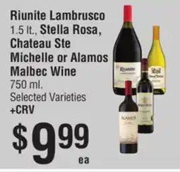 Smart & Final Riunite Lambrusco, Stella Rosa, Chateau Ste Michelle or Alamos Malbec Wine offer