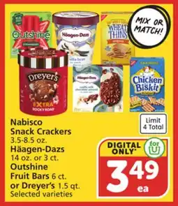 Vons Nabisco Snack Crackers, Haagen-Dazs, Outshine Fruit Bars 6 ct. or Dreyer's 1.5 qt offer