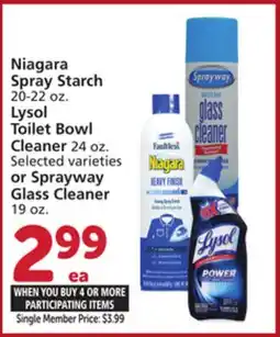 Vons Niagara Spray Starch 20-22 oz. Lysol Toilet Bowl Cleaner 24 oz. or Sprayway Glass Cleaner 19 oz offer