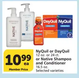 Vons NyQuil or DayQuil 12 oz. or 24 ct. or Native Shampoo and Conditioner 16.5 oz offer