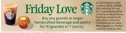 Vons Any grande or larger handcrafted beverage and pastry offer