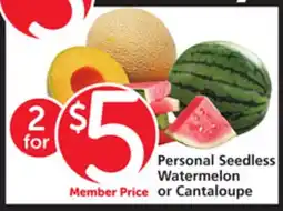 Vons Personal Seedless Watermelon or Cantaloupe offer
