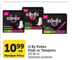 Vons U By Kotex Pads or Tampons offer