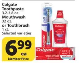 Vons Colgate Toothpaste 3.2-3.8 oz. Mouthwash 32 oz. or Toothbrush 1 ct offer