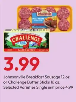 Stater Bros Johnsonville Breakfast Sausage 12 oz. or Challenge Butter Sticks 16 oz offer