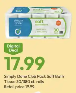 Stater Bros Simply Done Club Pack Soft Bath Tissue offer