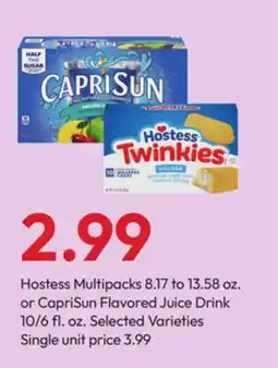 Stater Bros Hostess Multipacks 8.17 to 13.58 oz. or CapriSun Flavored Juice Drink 10/6 fl. oz offer