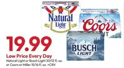 Stater Bros Natural Light or Busch Light 30/12 fl. oz. or Coors or Miller 15/16 fl. oz offer