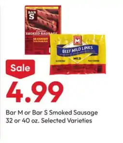 Stater Bros Bar M or Bar S Smoked Sausage offer