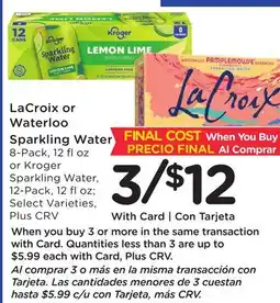 Ralphs LaCroix or Waterloo Sparkling Water offer