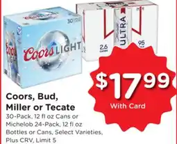 Ralphs Coors, Bud, Miller or Tecate offer