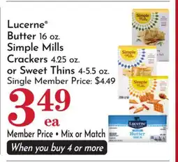 Pavilions Lucerne Butter 16 oz. Simple Mills Crackers 4.25 oz. or Sweet Thins 4-5.5 oz offer