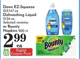 Pavilions Dawn EZ-Squeeze Dishwashing Liquid 12.2-14.7 oz. Selected varieties or Bounty Napkins 200 ct offer