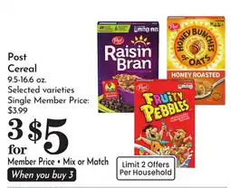 Pavilions Post Cereal offer