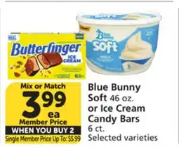 Albertsons Blue Bunny Soft 46 oz. or Ice Cream Candy Bars offer