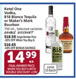 Albertsons Ketel One Vodka, 818 Blanco Tequila or Maker's Mark Bourbon offer