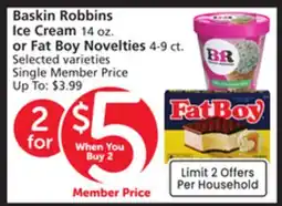 Albertsons Baskin Robbins Ice Cream or Fat Boy Novelties offer