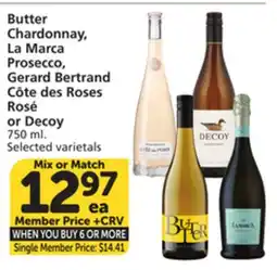 Albertsons Butter Chardonnay, La Marca Prosecco, Gerard Bertrand Côte des Roses Rosé or Decoy offer