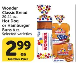 Albertsons Wonder Classic Bread Hot Dog or Hamburger Buns offer