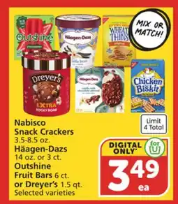 Albertsons Nabisco Snack Crackers, Häagen-Dazs, Outshine Fruit Bars or Dreyer's offer