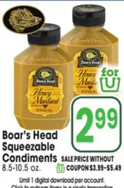 Jewel-Osco Boar's Head Squeezable Condiments offer