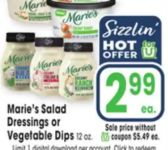 Jewel-Osco Marie's Salad Dressings or Vegetable Dips offer