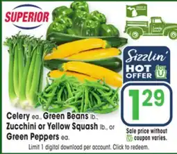 Jewel-Osco Celery ea.Green Beans Ib., Zucchini or Yellow Squash Lb. or Green Peppers ea offer
