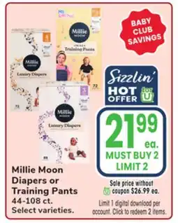 Jewel-Osco Millie Moon Diapers or Training Pants offer