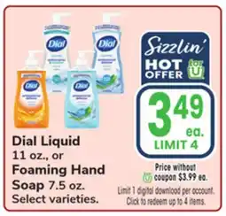 Jewel-Osco Dial Liquid, 11 oz., or Foaming Hand Soap, 7.5 oz offer