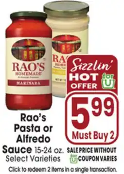 Jewel-Osco Rao's Pasta or Alfredo Sauce offer