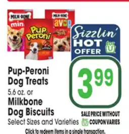 Jewel-Osco Pup-Peroni Dog Treats 5.6 oz. or Milkbone Dog Biscuits offer