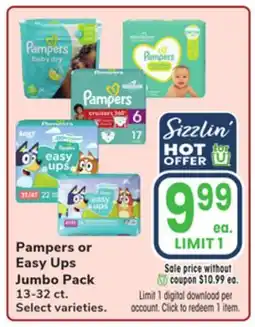 Jewel-Osco Pampers or Easy Ups Jumbo Pack offer