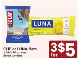 Jewel-Osco CLIF or LUNA Bars offer