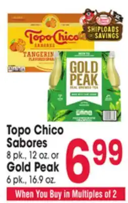 Jewel-Osco Topo Chico Sabores 8 pk., 12 oz. or Gold Peak 6 pk., 16.9 oz offer